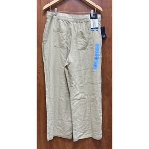 Gap Pants Women’s Size L Khaki Linen Blend Wide Leg Pull On Draw String NWT